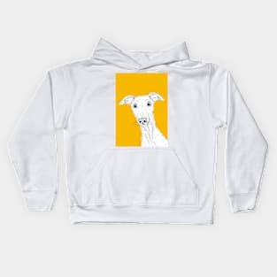 Whippet Dog Portrait ( yellow background ) Kids Hoodie